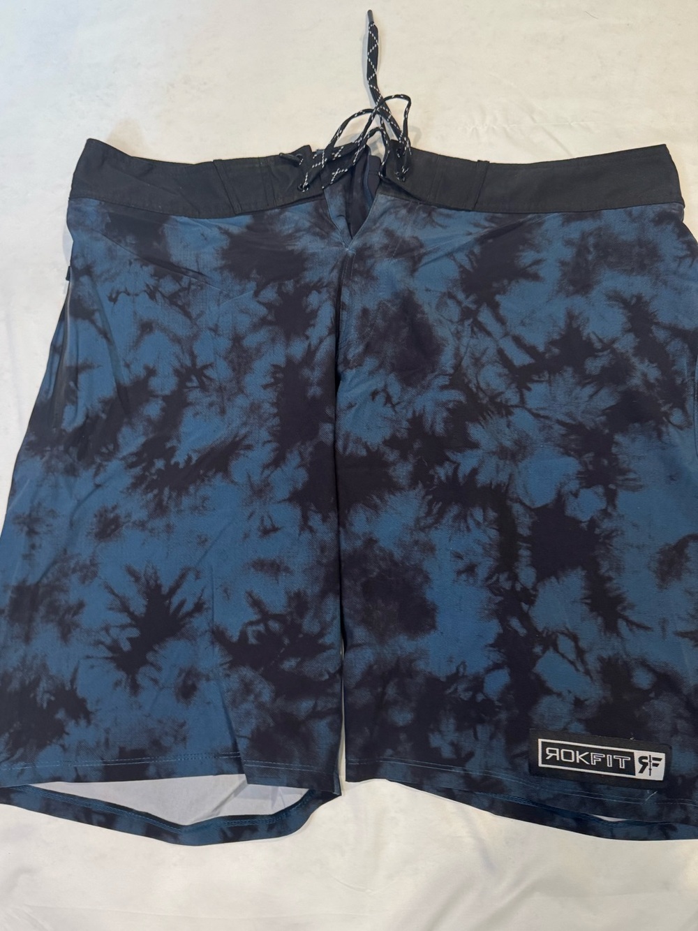 ROKFIT Men’s Board Shorts Size 38 Blue Black Tie Dye CrossFit Training Gym